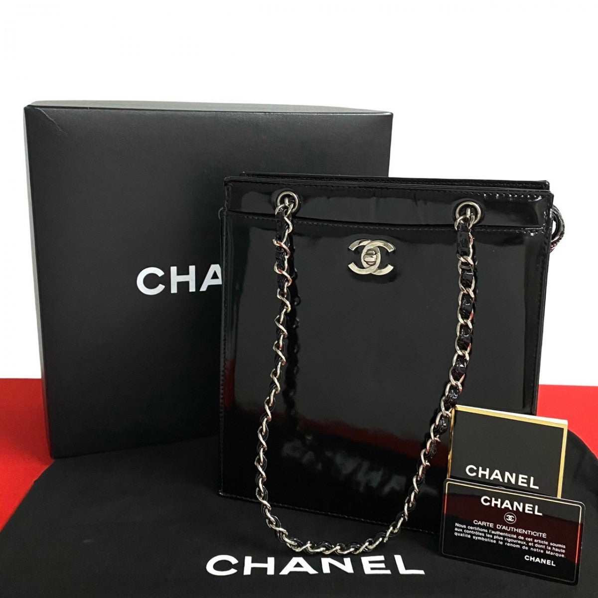 Chanel Shoulder Bag Patent Leather Black