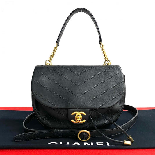 Chanel Shoulder Bag Leather Black