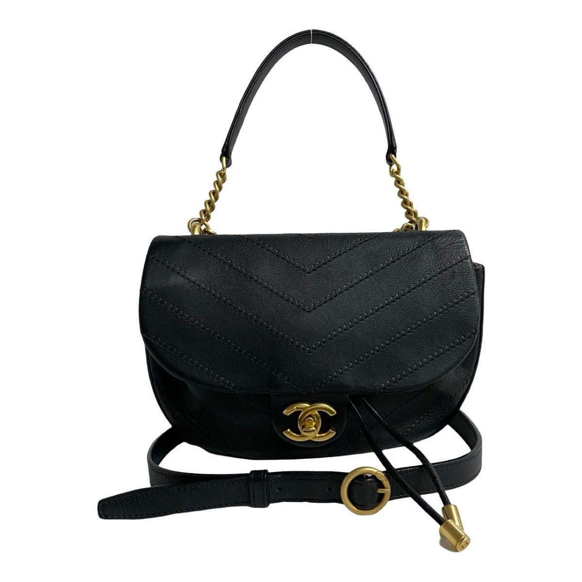 Chanel Shoulder Bag Leather Black