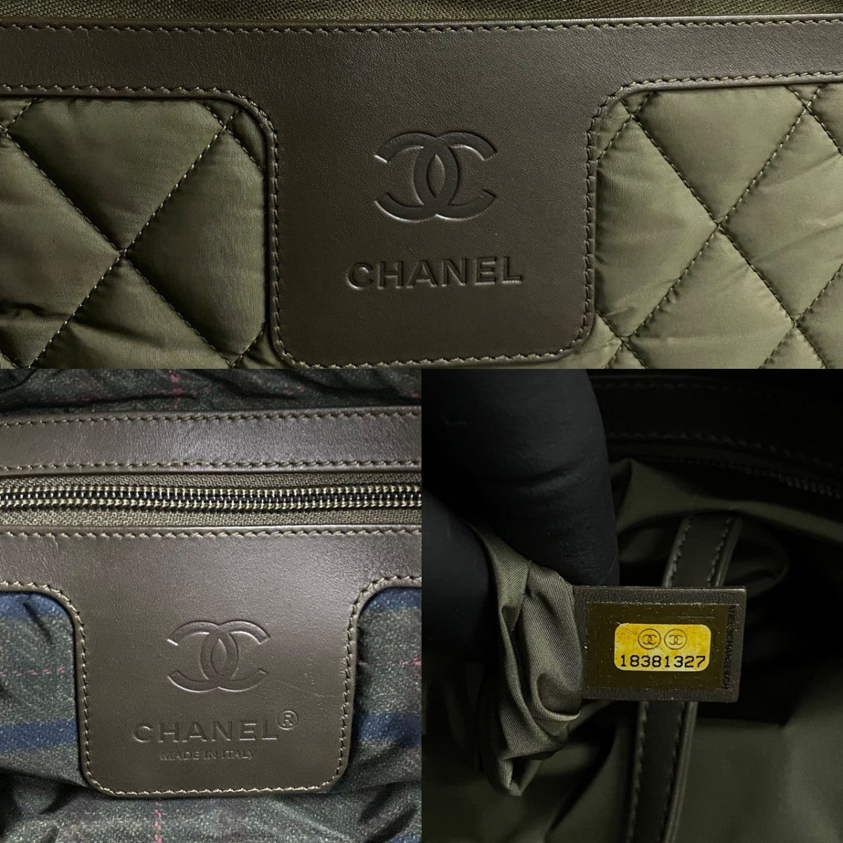 Chanel Tote Bag Nylon Khaki Cococoon