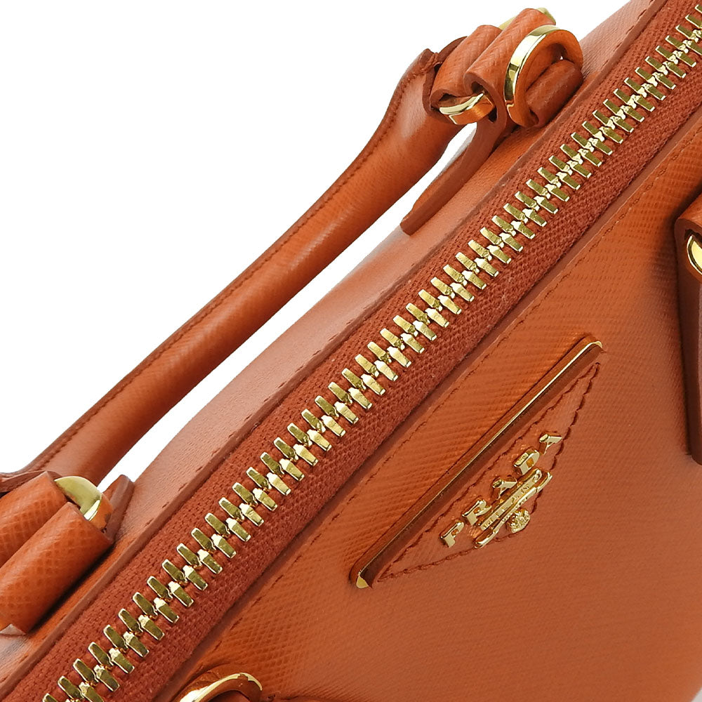 Prada Handbag Bl0838 Safiano Leather Orange Women Used Authentic