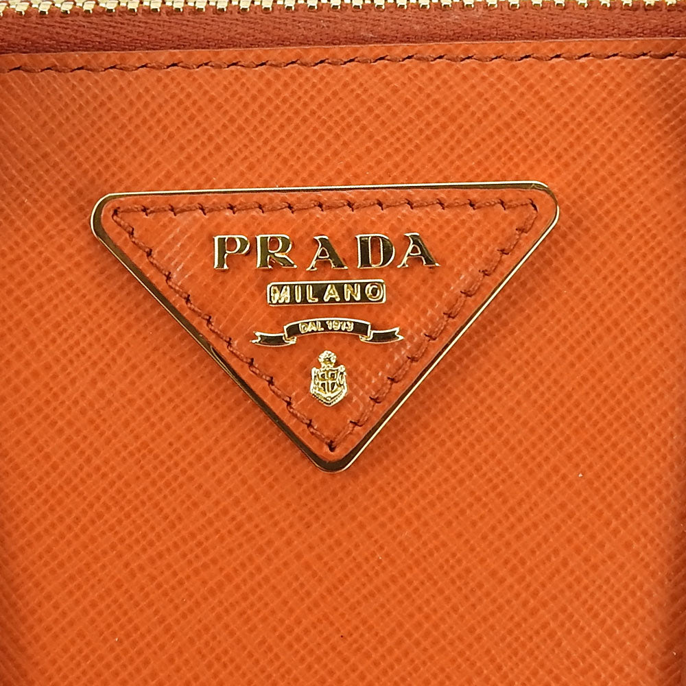 Prada Handbag Bl0838 Safiano Leather Orange Women Used Authentic