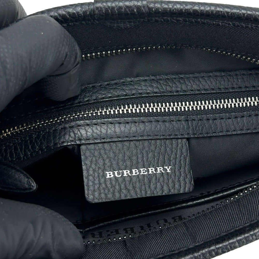 Burberry Shoulder Bag Canvas, Leather Black Women Used Authentic