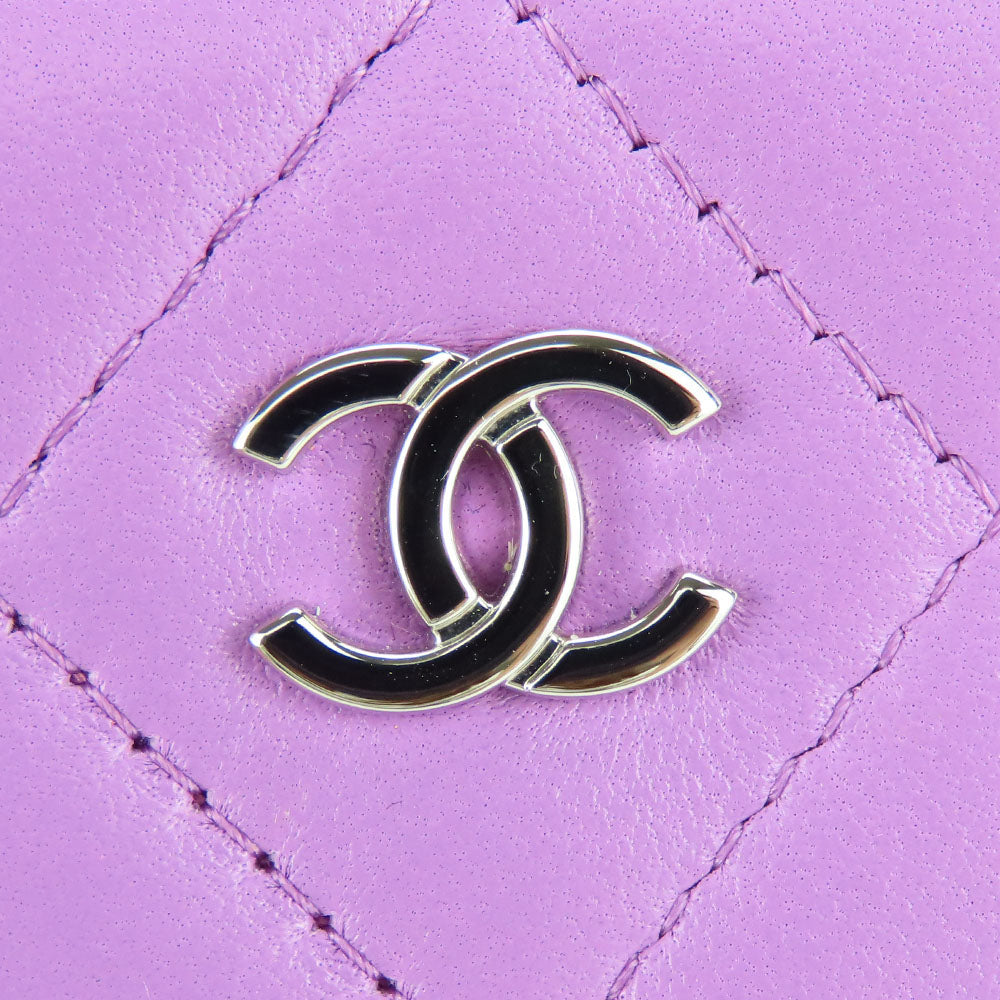 Chanel Shoulder Bag Lambskin Purple Matrasse Women Used Authentic