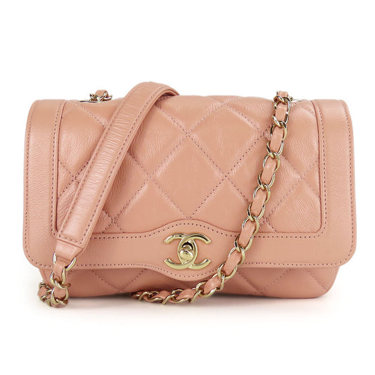 Chanel Shoulder Bag Leather Pink Matrasse Women Used Authentic