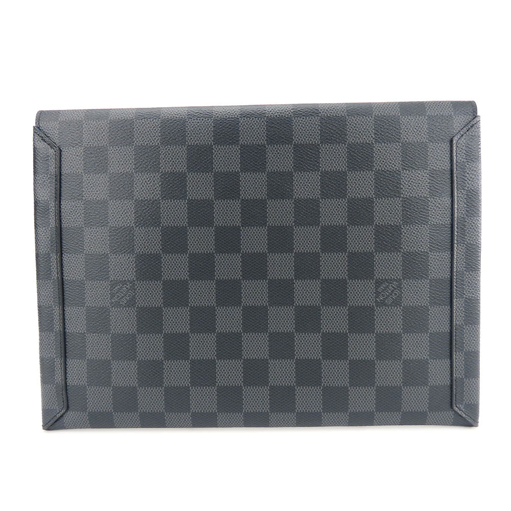 Louis Vuitton Business Bag N60255 Damier Grafitte Black Alpha Triple Pouch Unisex(unisex) Used Authentic