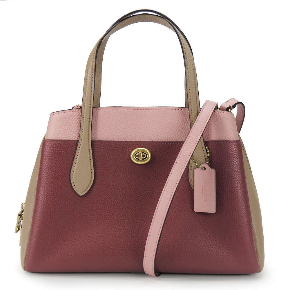 Coach Handbag 5208 Leather Wine Red Women Used Authentic