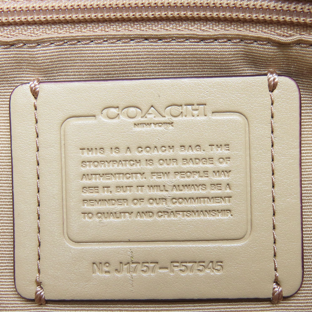 Coach Tote Bag F57545 Leather Beige Women Used Authentic