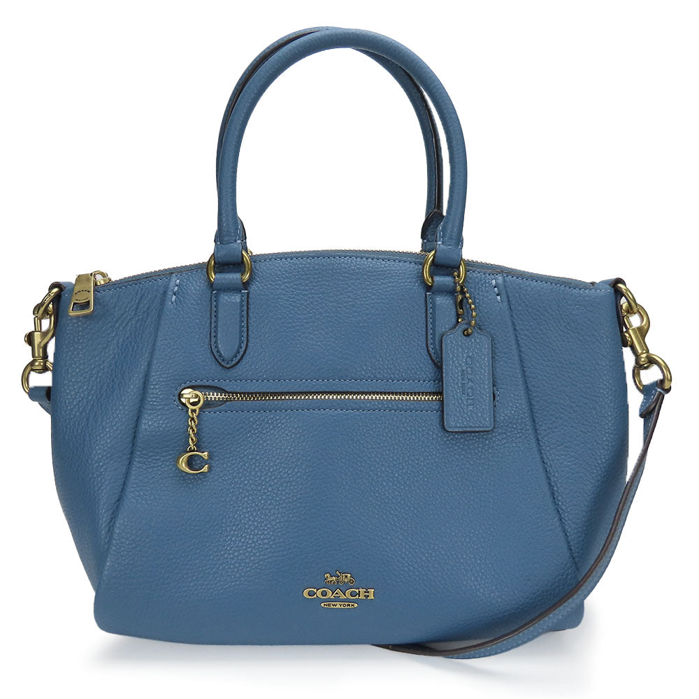 Coach Handbag 79316 Leather Blue Ellis Satchel Women Used Authentic