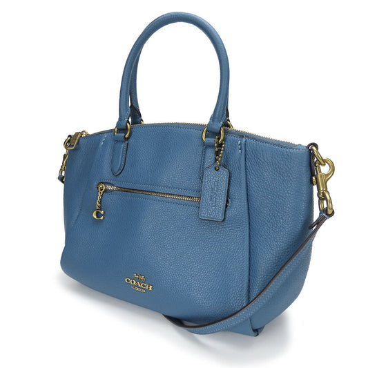 Coach Handbag 79316 Leather Blue Ellis Satchel Women Used Authentic