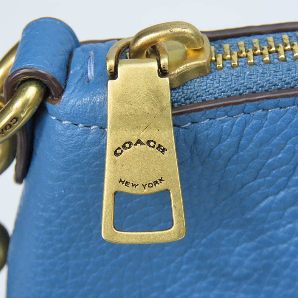 Coach Handbag 79316 Leather Blue Ellis Satchel Women Used Authentic