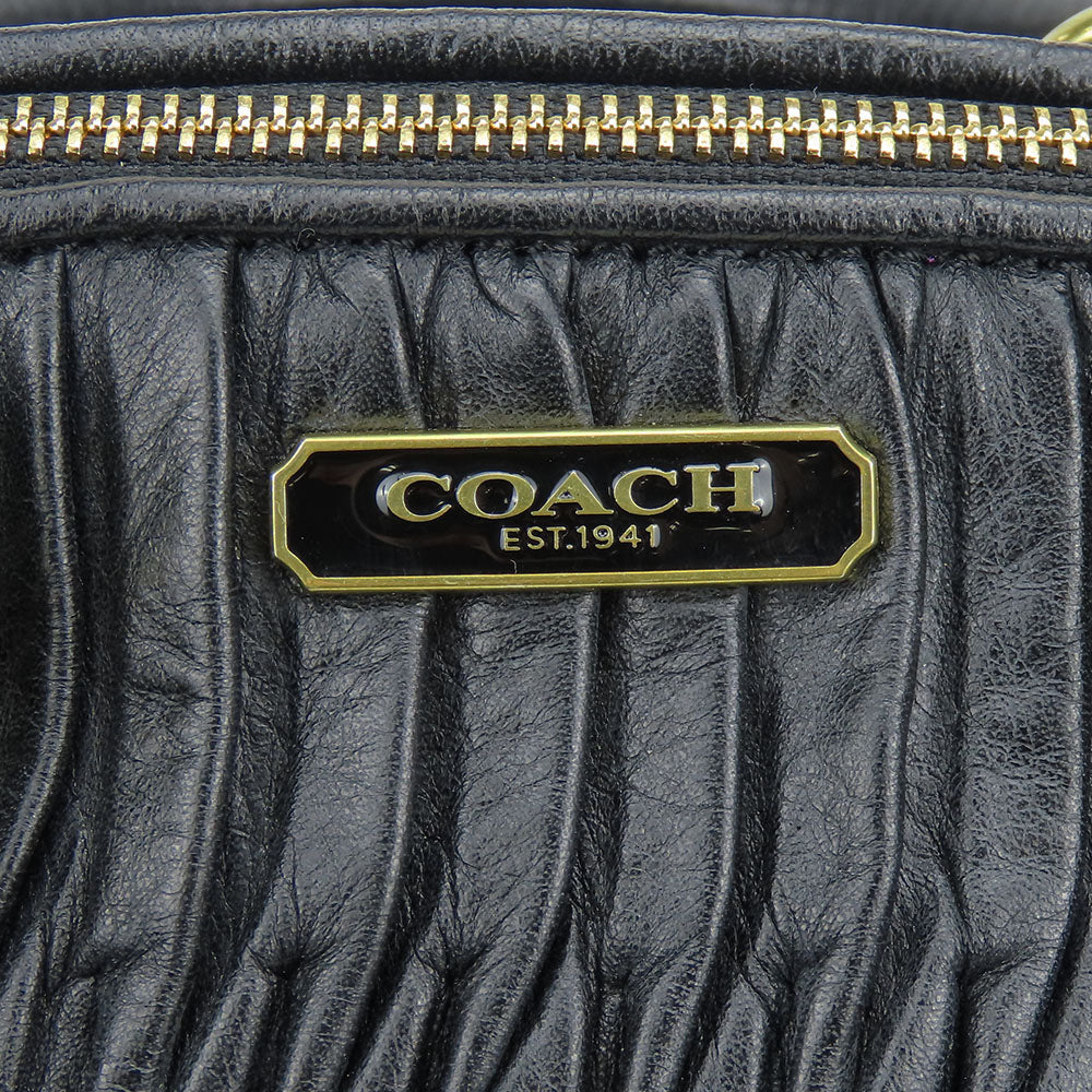 Coach Handbag F28541 Leather Black Madison Gathered Sophia Women Used Authentic