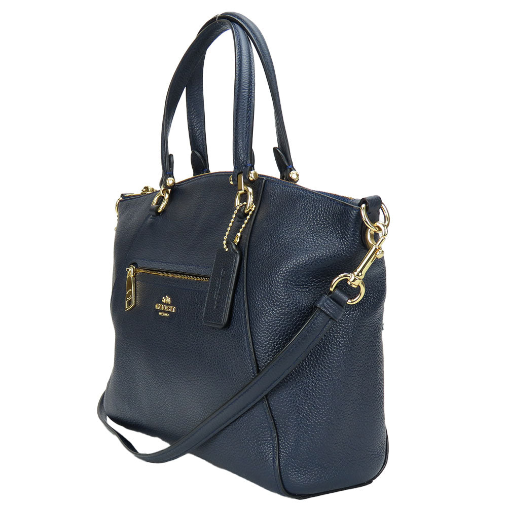 Coach Handbag 58874 Leather Navy Women Used Authentic