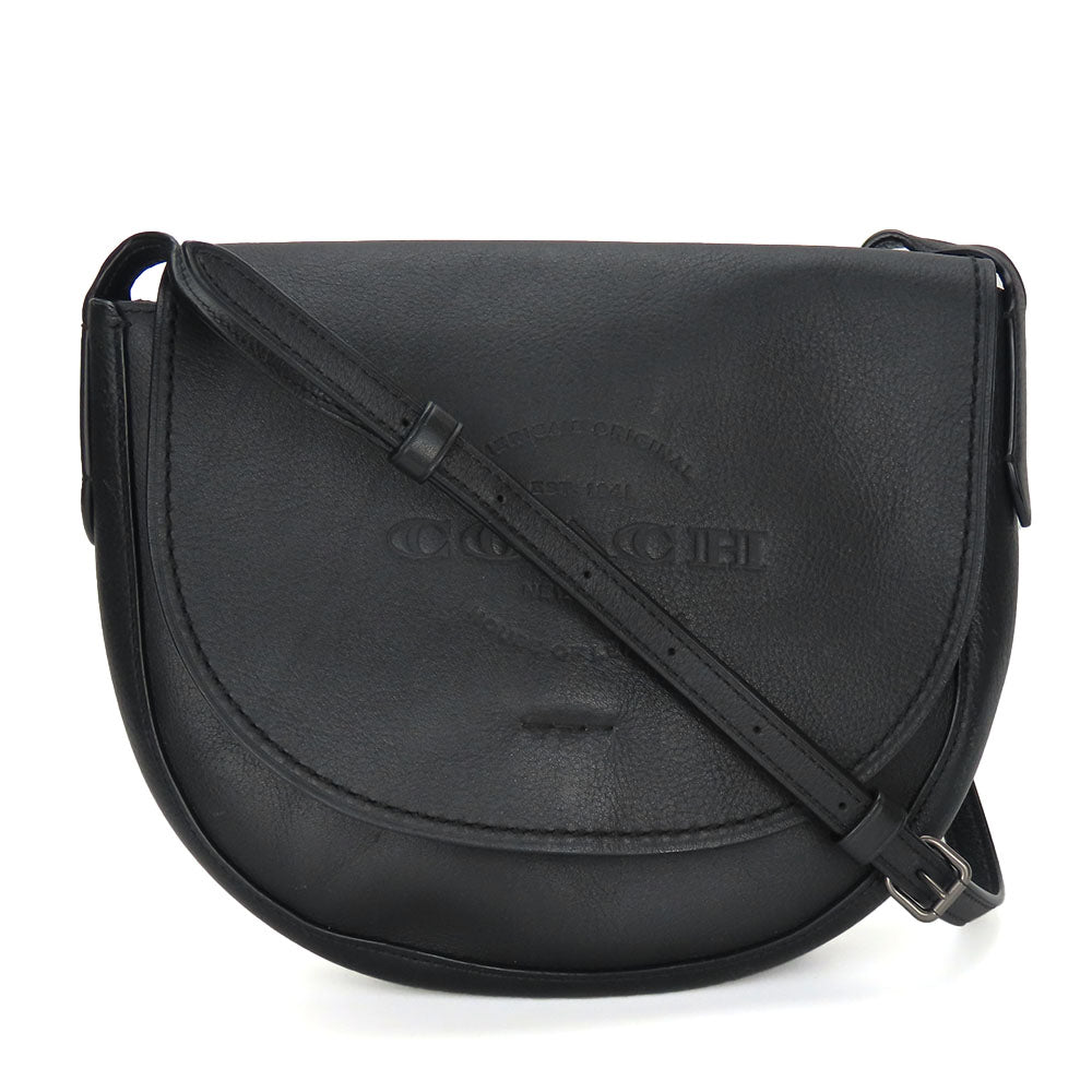 Coach Shoulder Bag F59723 Leather Black Women Used Authentic