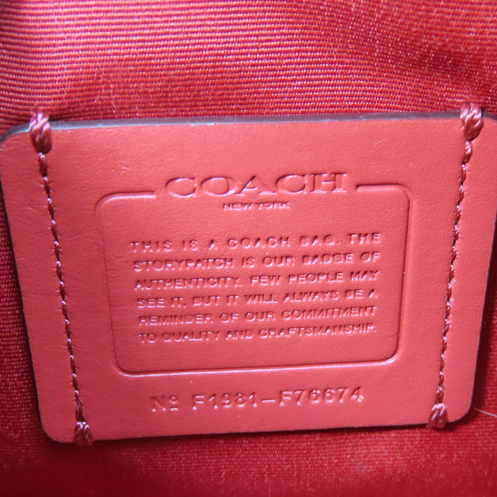 Coach Shoulder Bag F76674 Leather Red Women Used Authentic