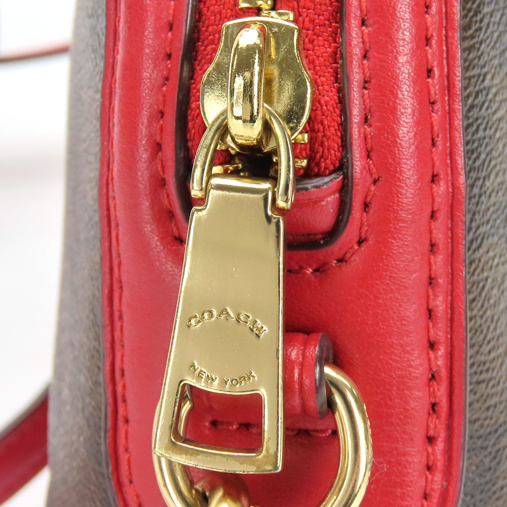 Coach Shoulder Bag F76674 Leather Red Women Used Authentic