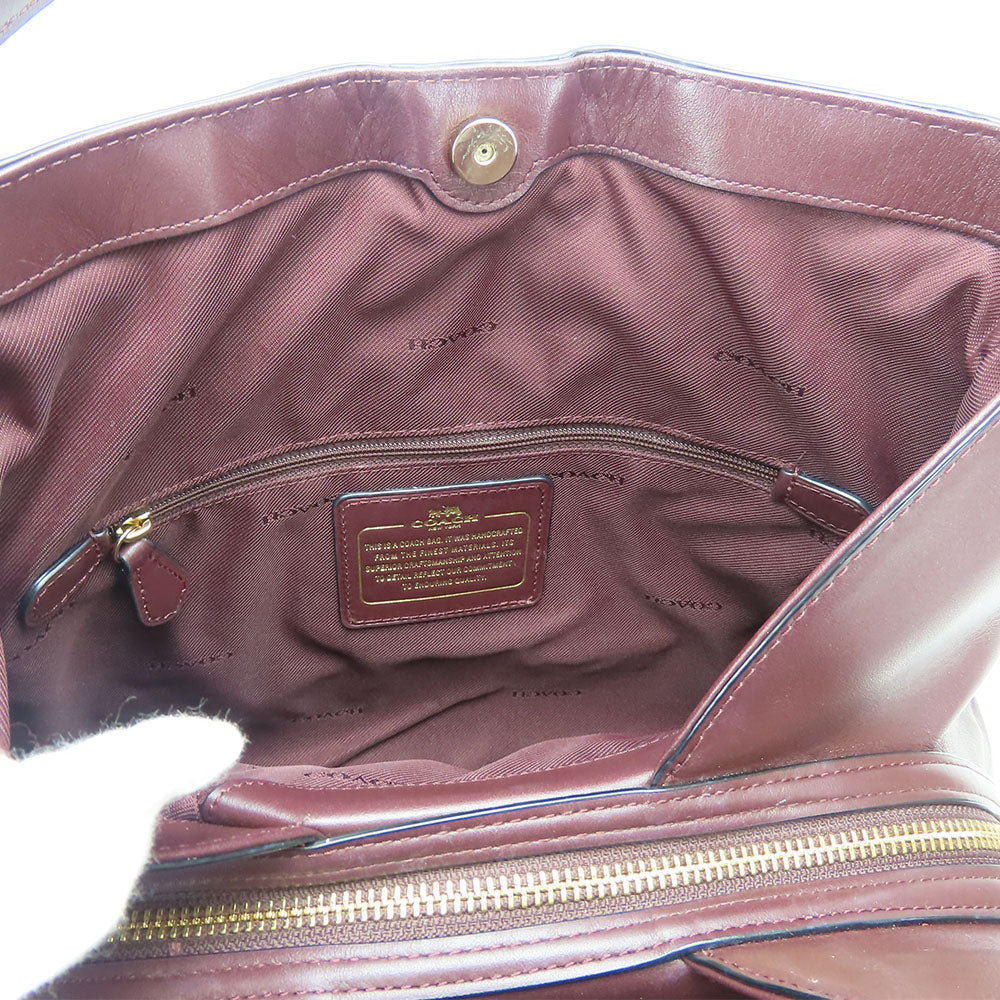 Coach Tote Bag 38369 Leather Wine Red Women Used Authentic