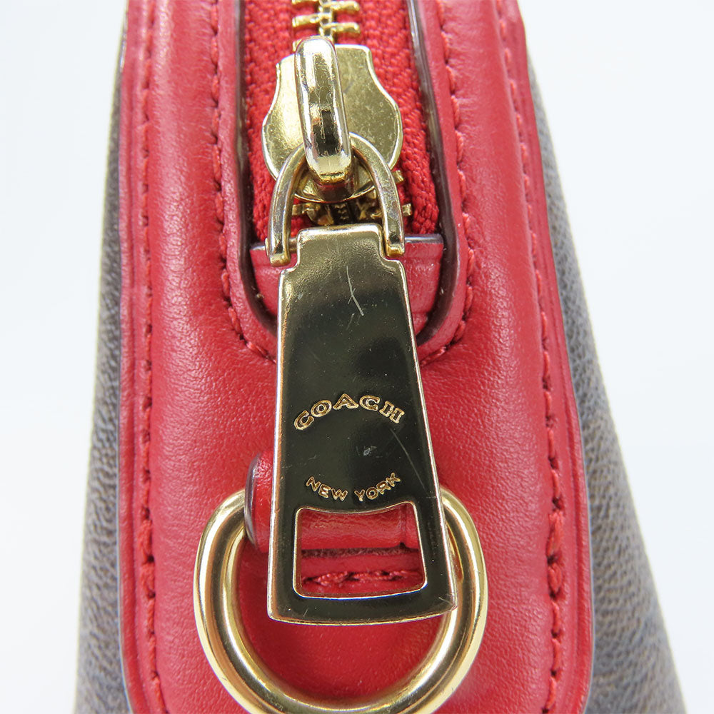 Coach Shoulder Bag F76674 Leather, Pvc Red Signature Women Used Authentic