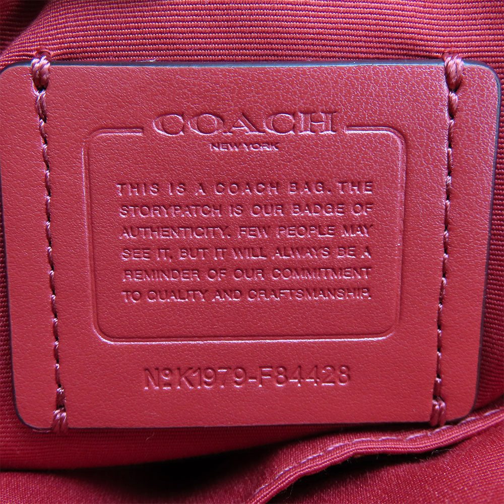 Coach Handbag F84428 Leather Red Signature Women Used Authentic