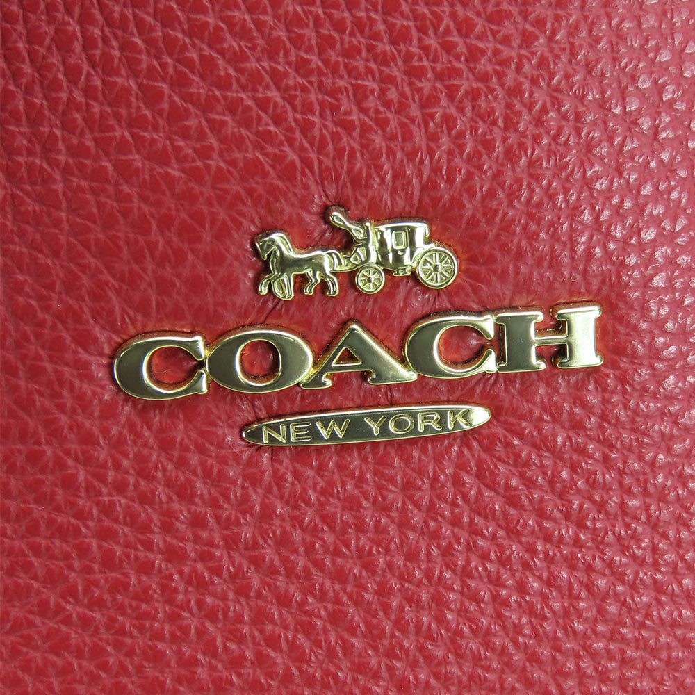 Coach Handbag F84428 Leather Red Signature Women Used Authentic