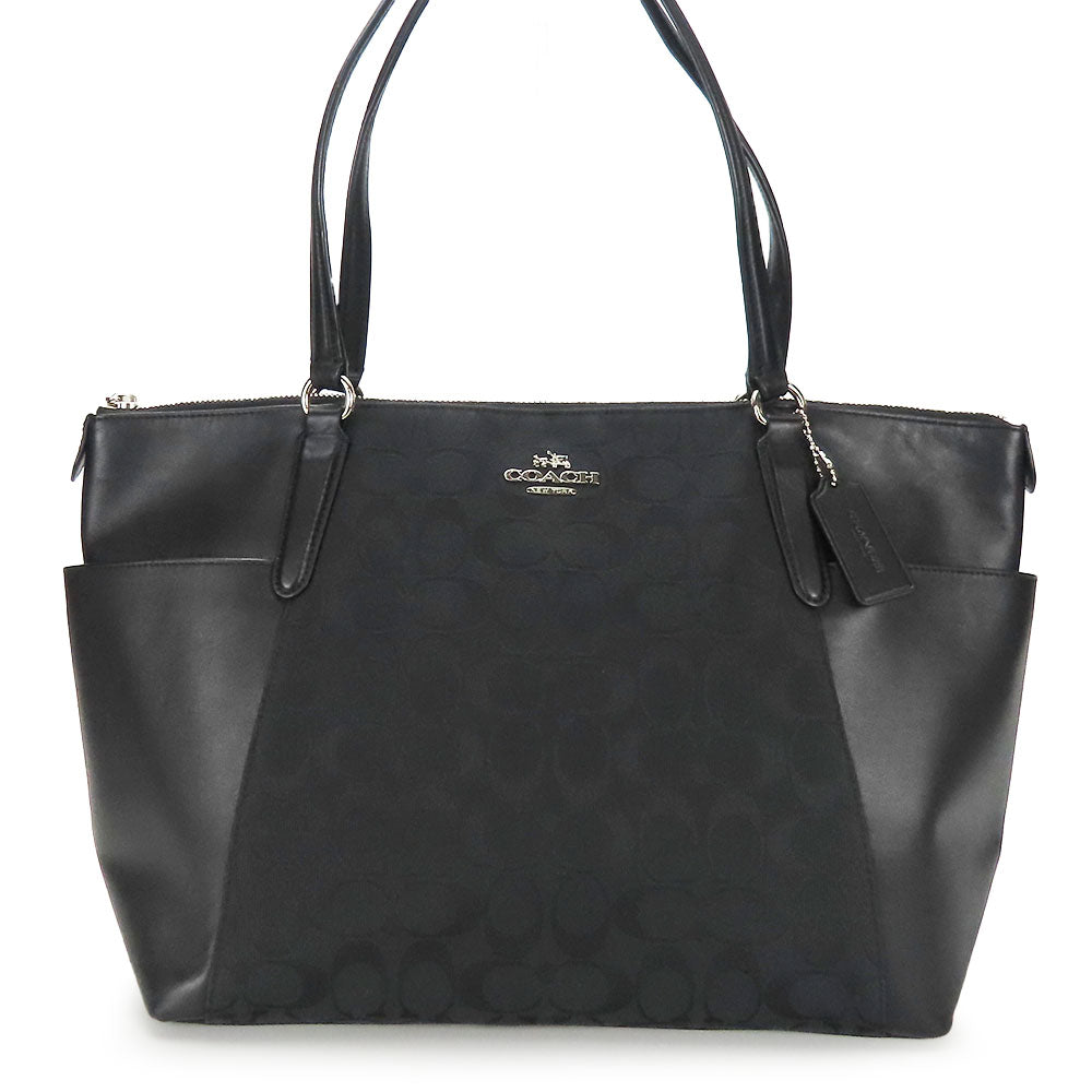 Coach Tote Bag F37231 Leather Black Signature