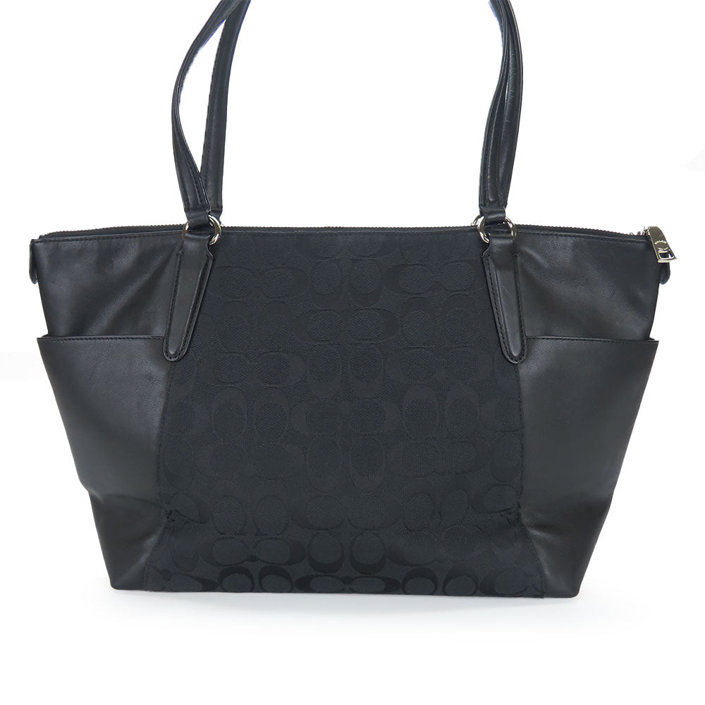 Coach Tote Bag F37231 Leather Black Signature