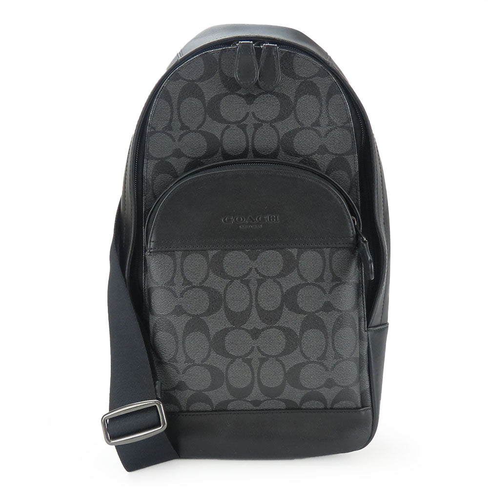 Coach Sling Bag F39942 Leather Black Signature