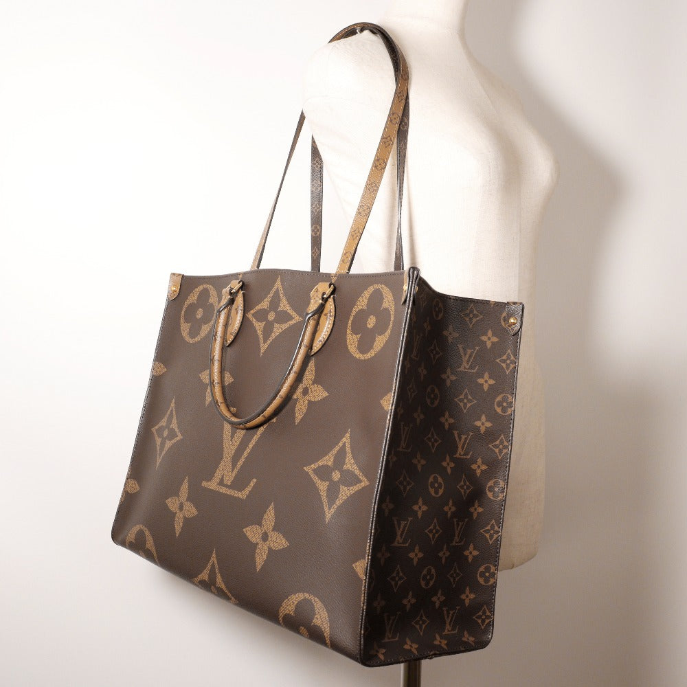 Louis Vuitton Tote Bag M45320 Monogram Canvas , Monogram Reverse Brown 2 Way Shoulder Monogram Giant On The Go Gm Women(unisex) Used Authentic