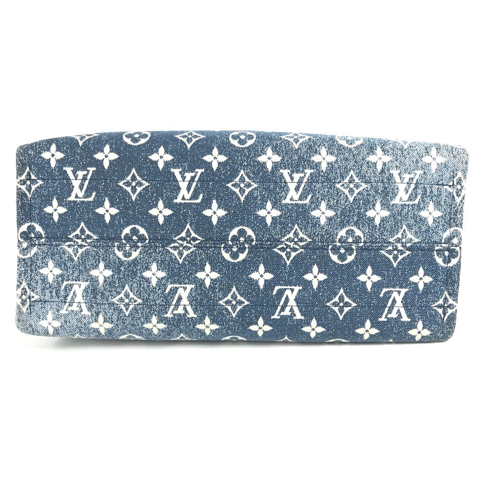 Louis Vuitton Shoulder Bag M59608 Monogram Denim Canvas, Leather Blue Monogram Denim Jacquard On The Go Mm Women Used Authentic