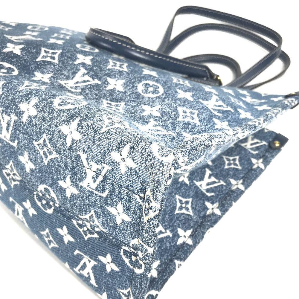 Louis Vuitton Shoulder Bag M59608 Monogram Denim Canvas, Leather Blue Monogram Denim Jacquard On The Go Mm Women Used Authentic