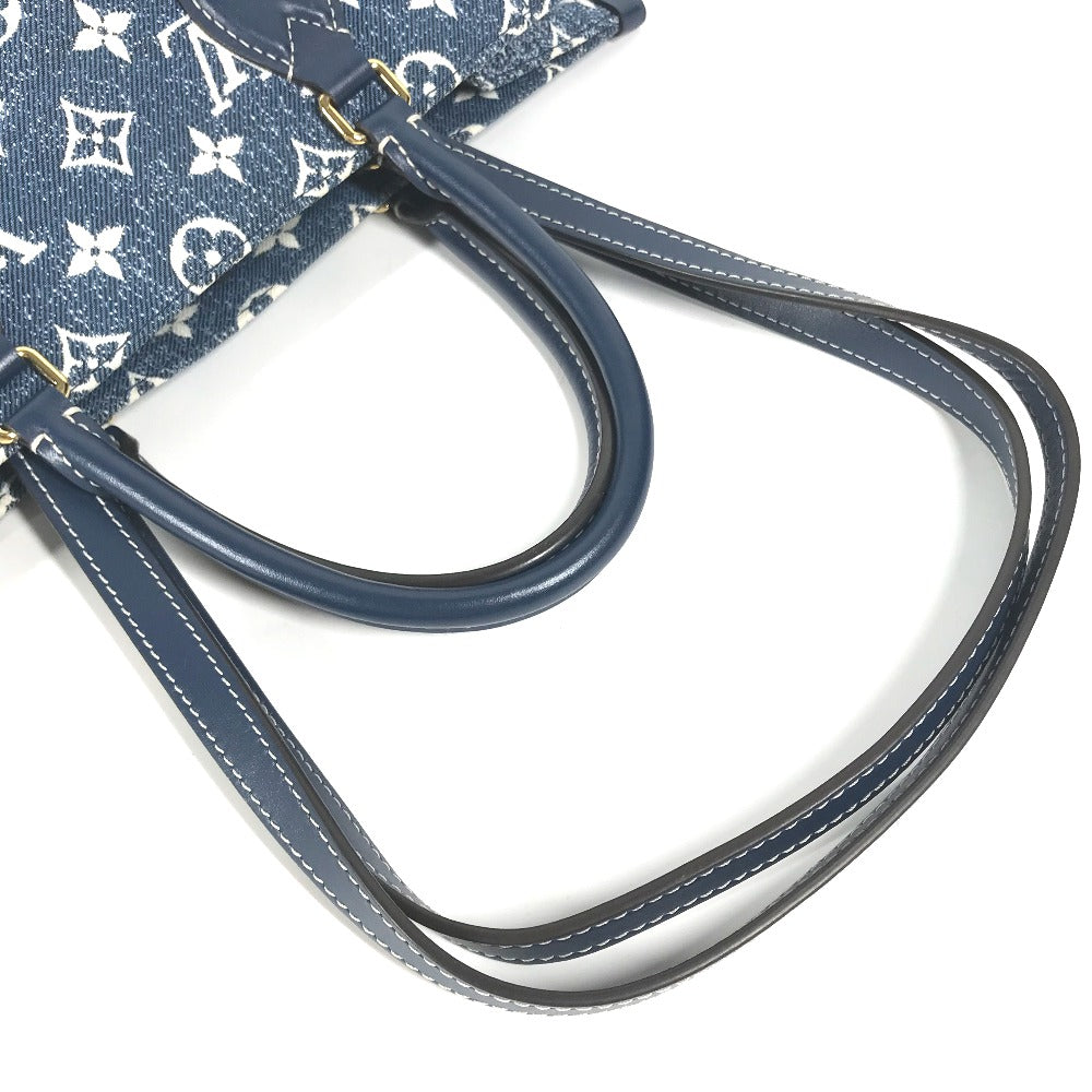 Louis Vuitton Shoulder Bag M59608 Monogram Denim Canvas, Leather Blue Monogram Denim Jacquard On The Go Mm Women Used Authentic