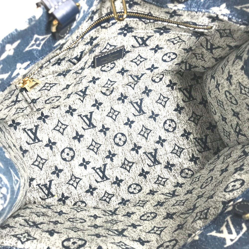 Louis Vuitton Shoulder Bag M59608 Monogram Denim Canvas, Leather Blue Monogram Denim Jacquard On The Go Mm Women Used Authentic