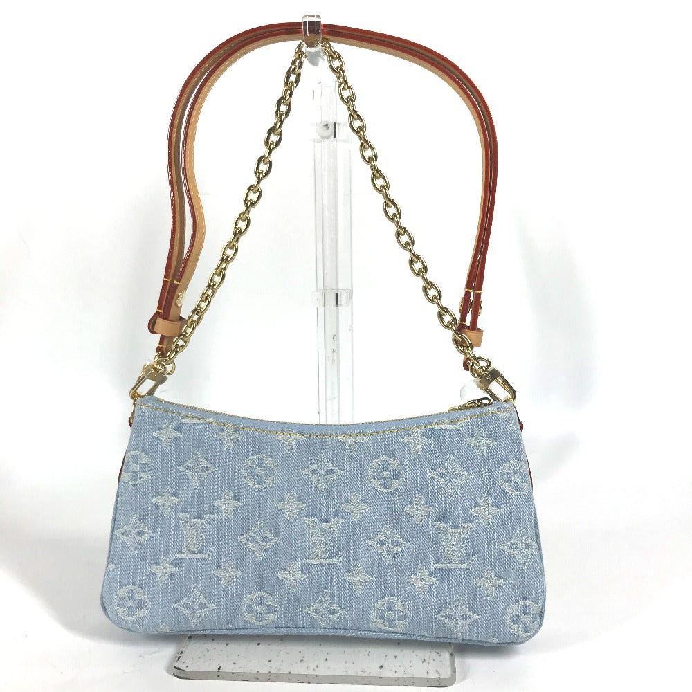 Louis Vuitton Shoulder Bag M83532 Monogram Denim Blue Monogram Denim Pochette Live Women Used Authentic