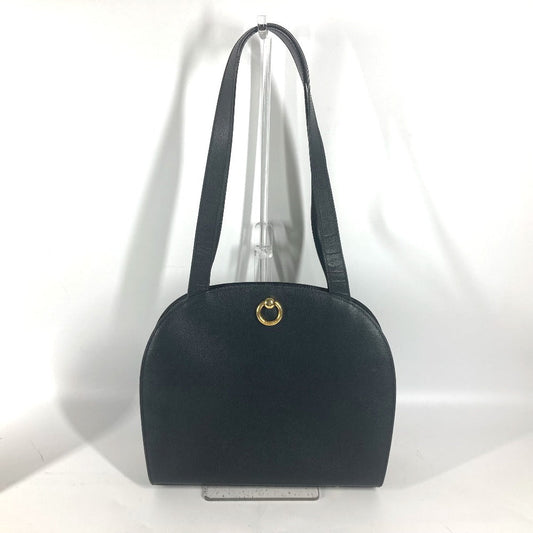 Celine Shoulder Bag Leather Black Vintage Logo Women Used Authentic