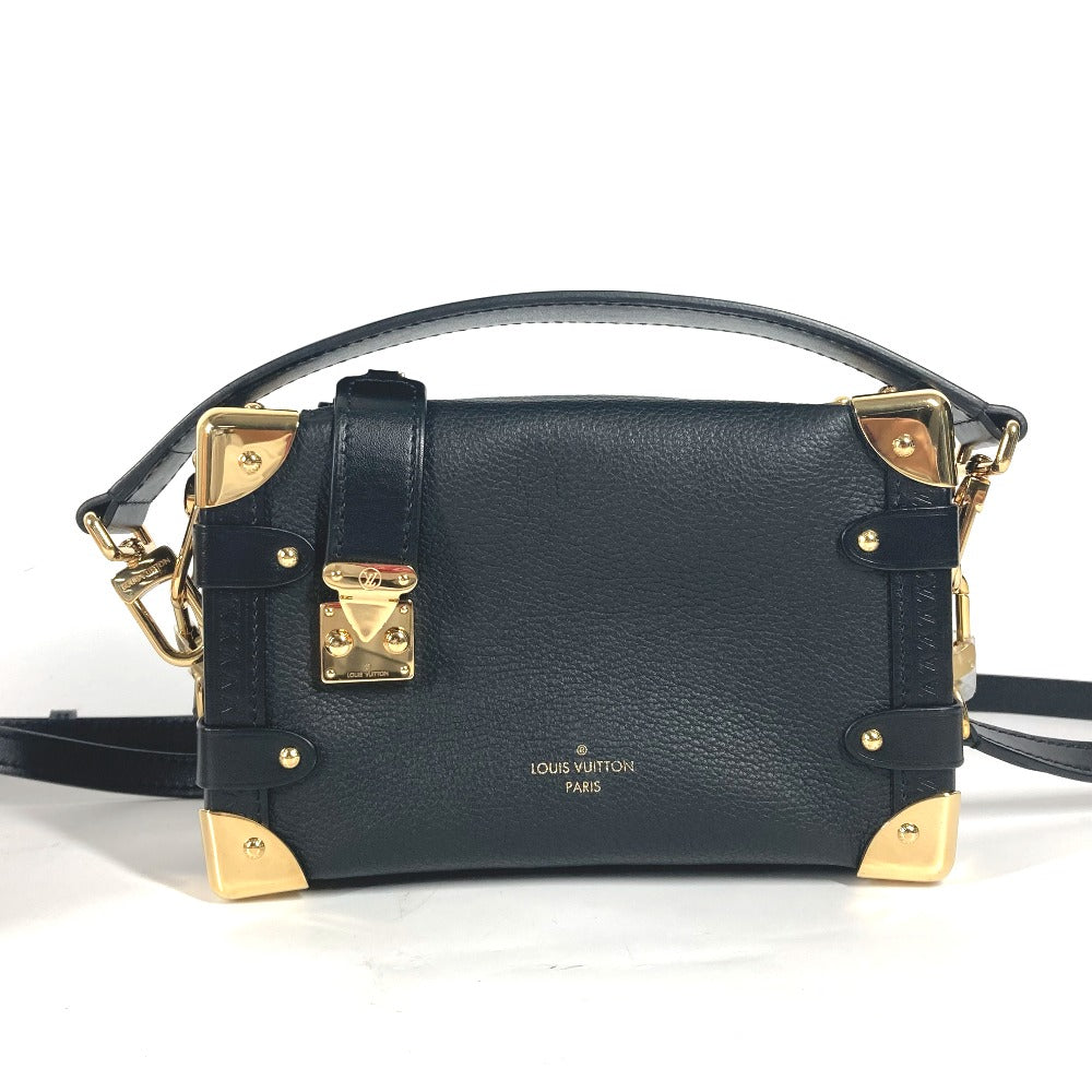 Louis Vuitton Handbag M23817 Leather , Grained Calf Leather Black Clutch Bag Pouch Side Trunk Pm Women Used Authentic