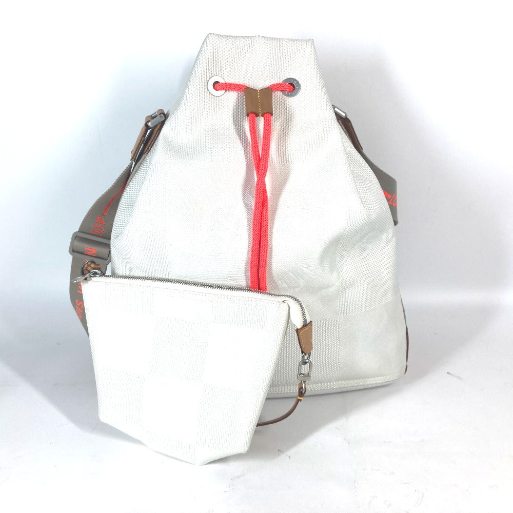 Louis Vuitton Shoulder Bag M80634 Canvas White Damier Jean Volunteer Drawstring Bag Women Used Authentic