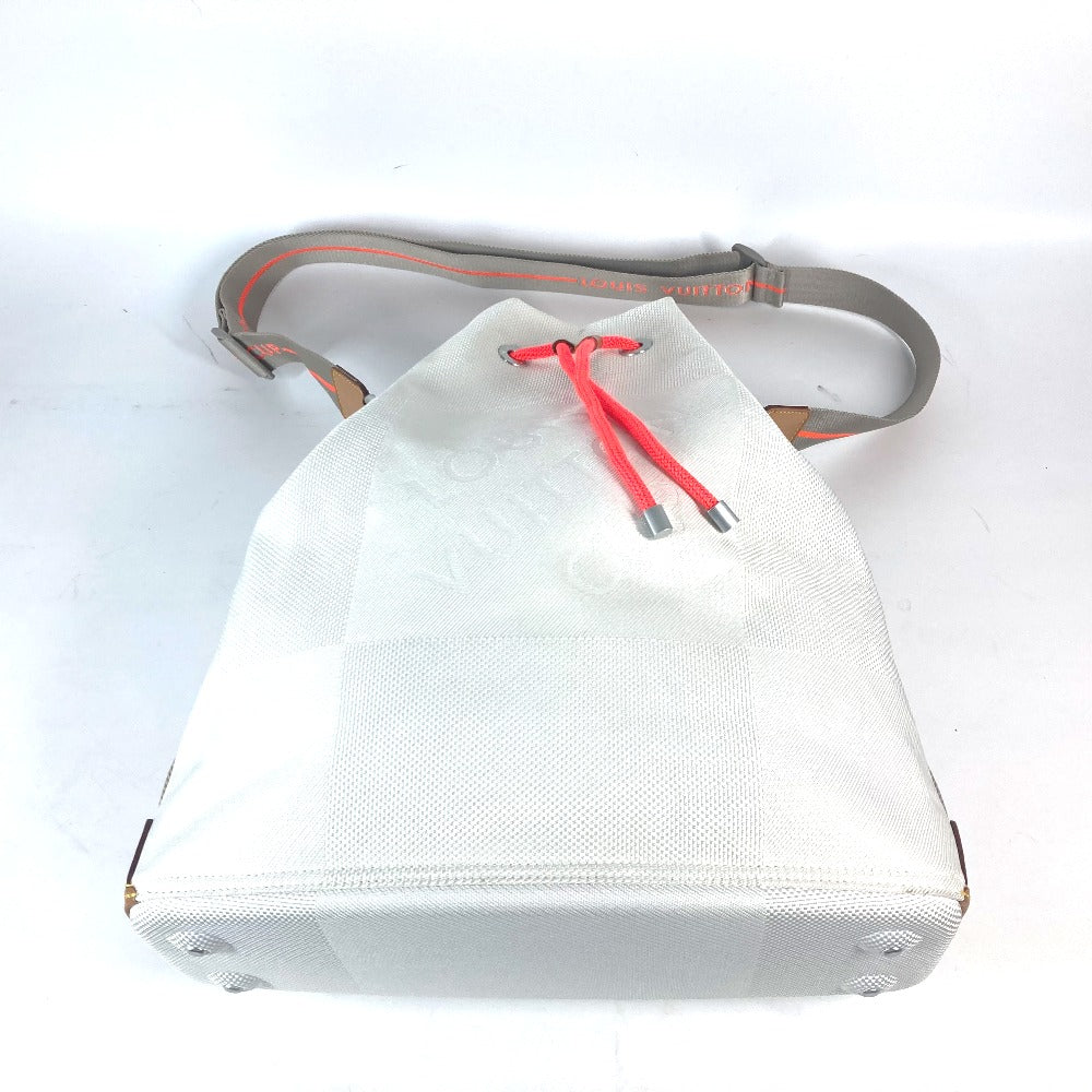 Louis Vuitton Shoulder Bag M80634 Canvas White Damier Jean Volunteer Drawstring Bag Women Used Authentic