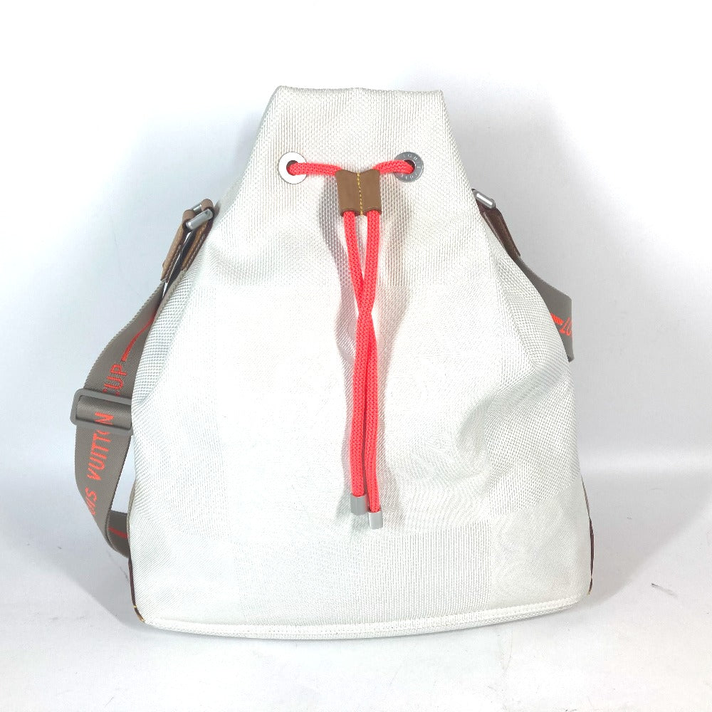 Louis Vuitton Shoulder Bag M80634 Canvas White Damier Jean Volunteer Drawstring Bag Women Used Authentic