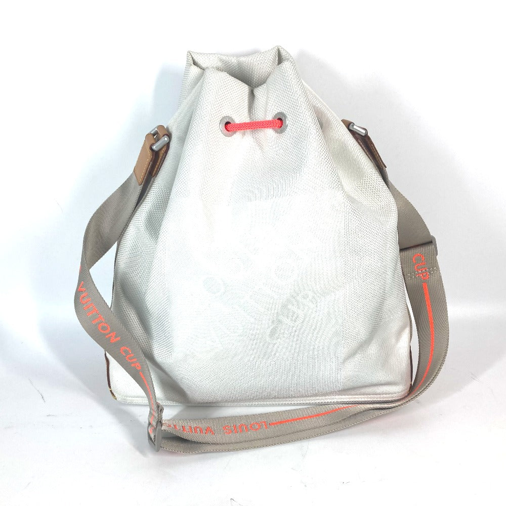 Louis Vuitton Shoulder Bag M80634 Canvas White Damier Jean Volunteer Drawstring Bag Women Used Authentic