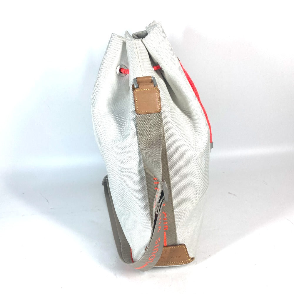 Louis Vuitton Shoulder Bag M80634 Canvas White Damier Jean Volunteer Drawstring Bag Women Used Authentic