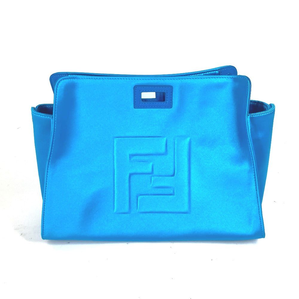 Fendi Handbag 7 Ar717 Satin Blue Ff Logo Peekaboo Defender Bag Cover Women Used Authentic