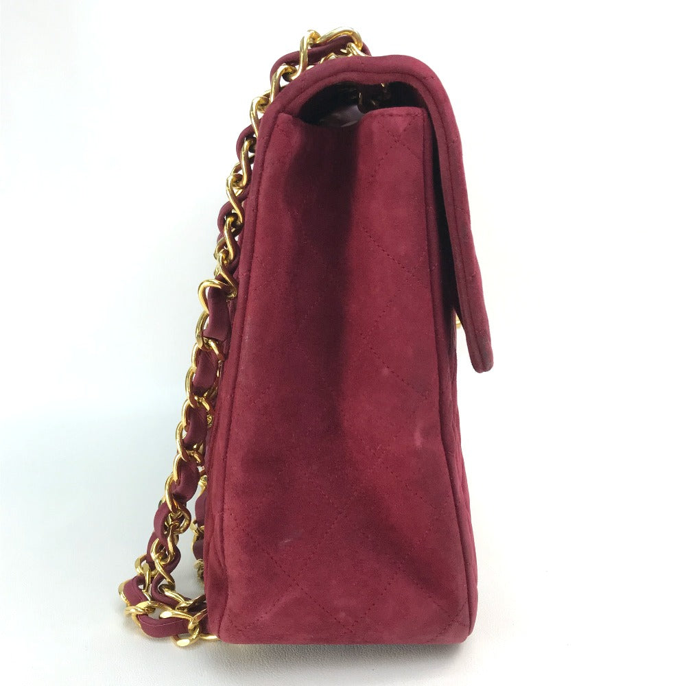 Chanel Shoulder Bag Suede Bordeaux Cc Coco Mark Decama Trasse 34