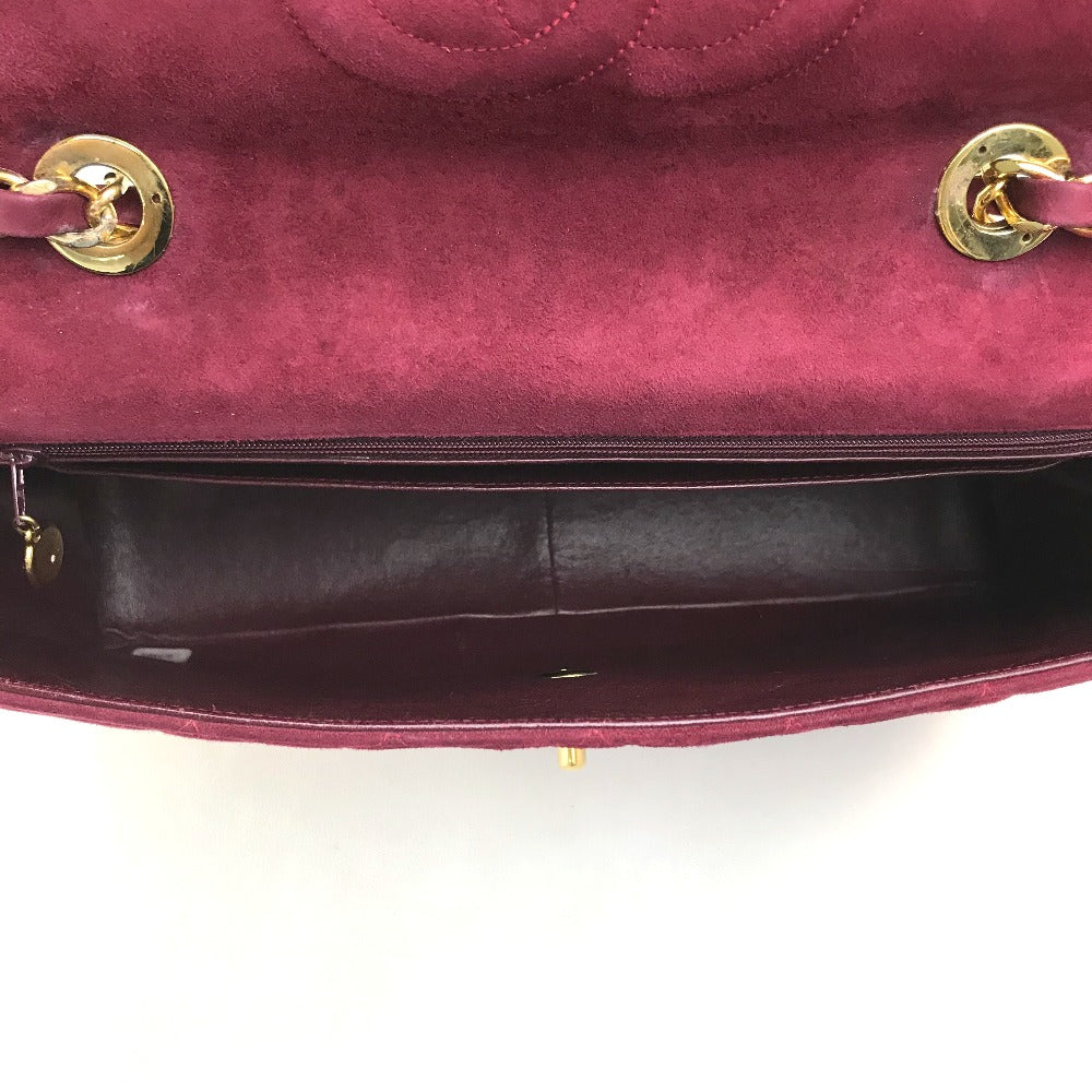 Chanel Shoulder Bag Suede Bordeaux Cc Coco Mark Decama Trasse 34