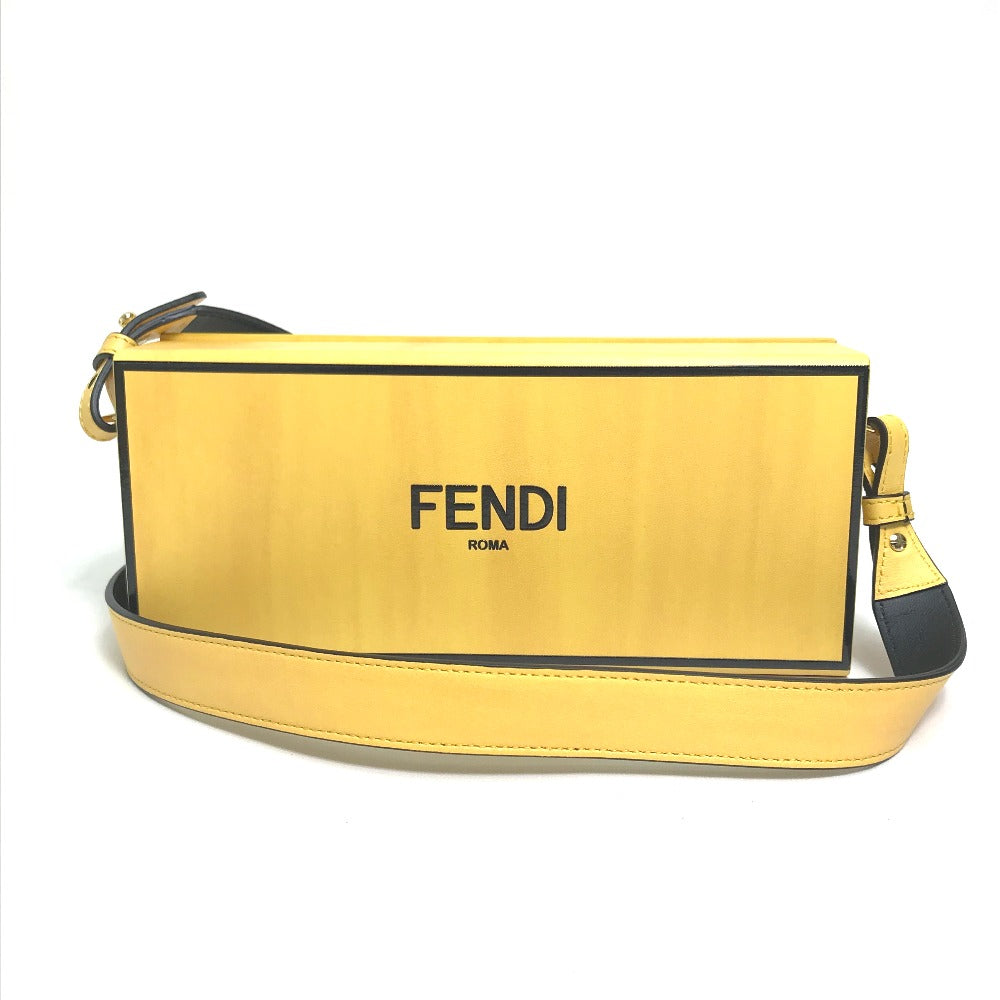 Fendi Shoulder Bag 7 Va520 Leather Yellow / Black Logo Mens Used Authentic