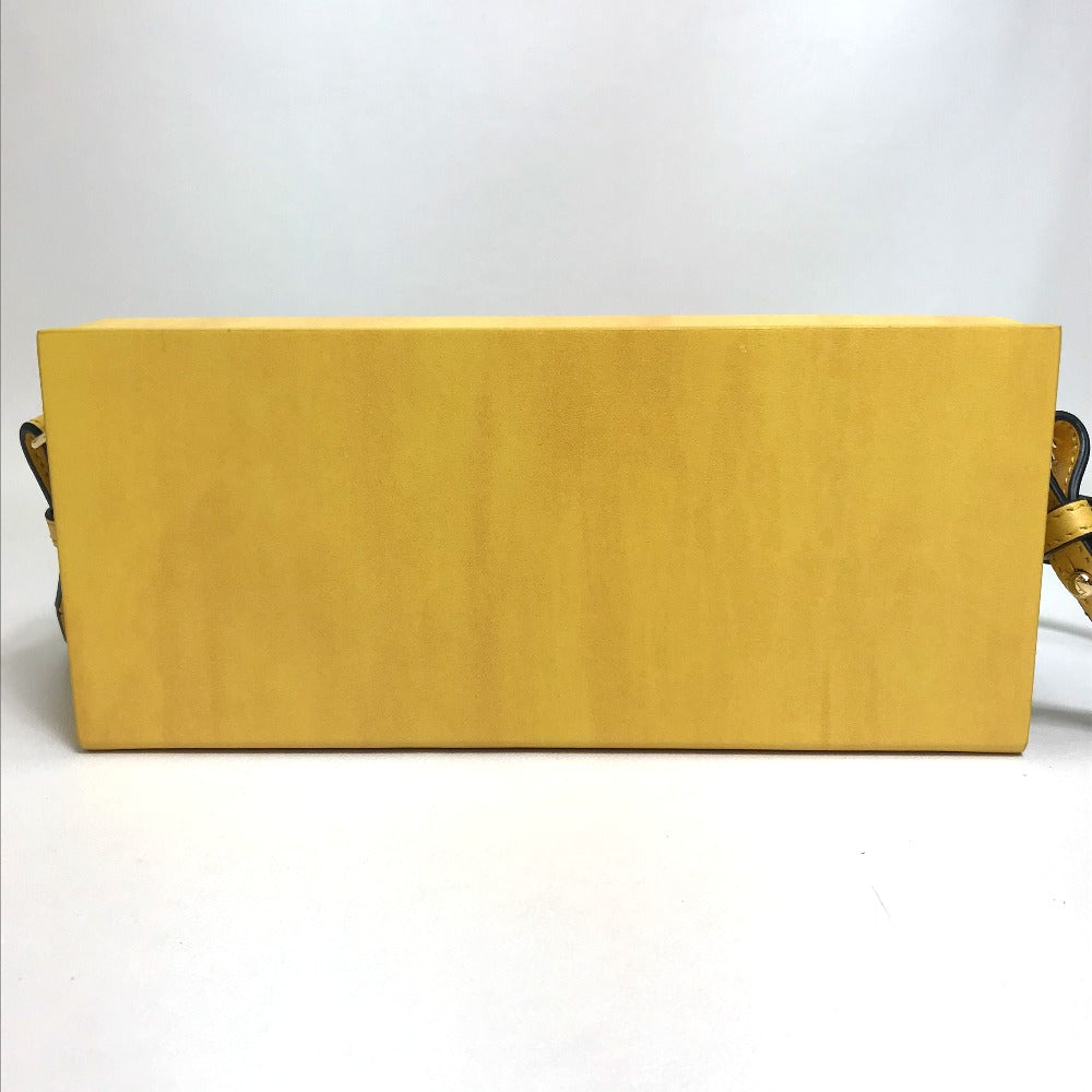 Fendi Shoulder Bag 7 Va520 Leather Yellow / Black Logo Mens Used Authentic