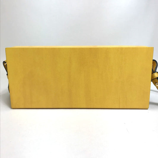 Fendi Shoulder Bag 7 Va520 Leather Yellow / Black Logo Mens Used Authentic