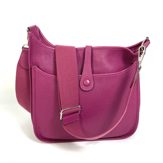 Hermes Shoulder Bag Taurillon Clemence Purple Type Evelyn3 Pm Troyes Women Used Authentic