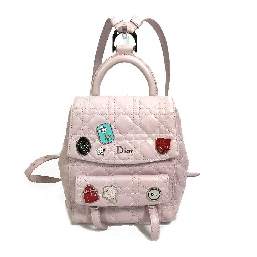 Christian Dior Backpack Leather Pink Cannage Stardust Small Backpack