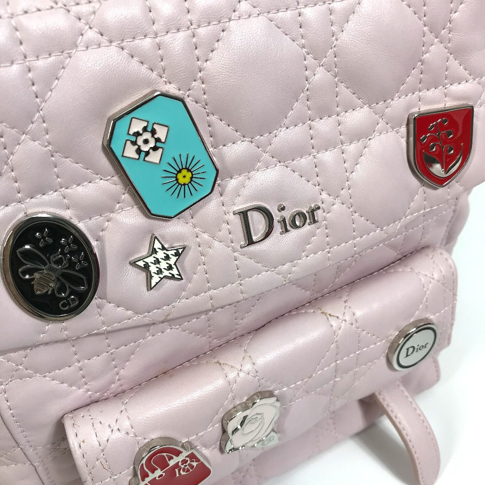 Christian Dior Backpack Leather Pink Cannage Stardust Small Backpack