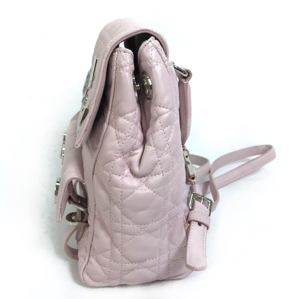 Christian Dior Backpack Leather Pink Cannage Stardust Small Backpack